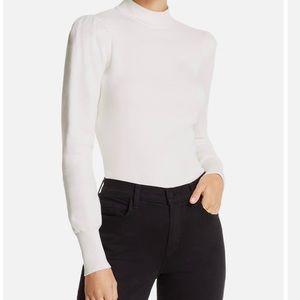 LINI Womens Gillian Sweater Knit Mockneck - Ivory Puff Sleeve $178